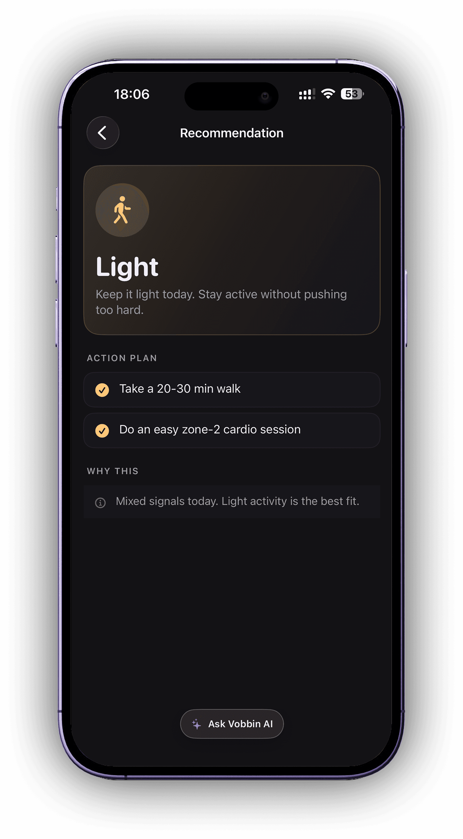 Recommendation screen preview